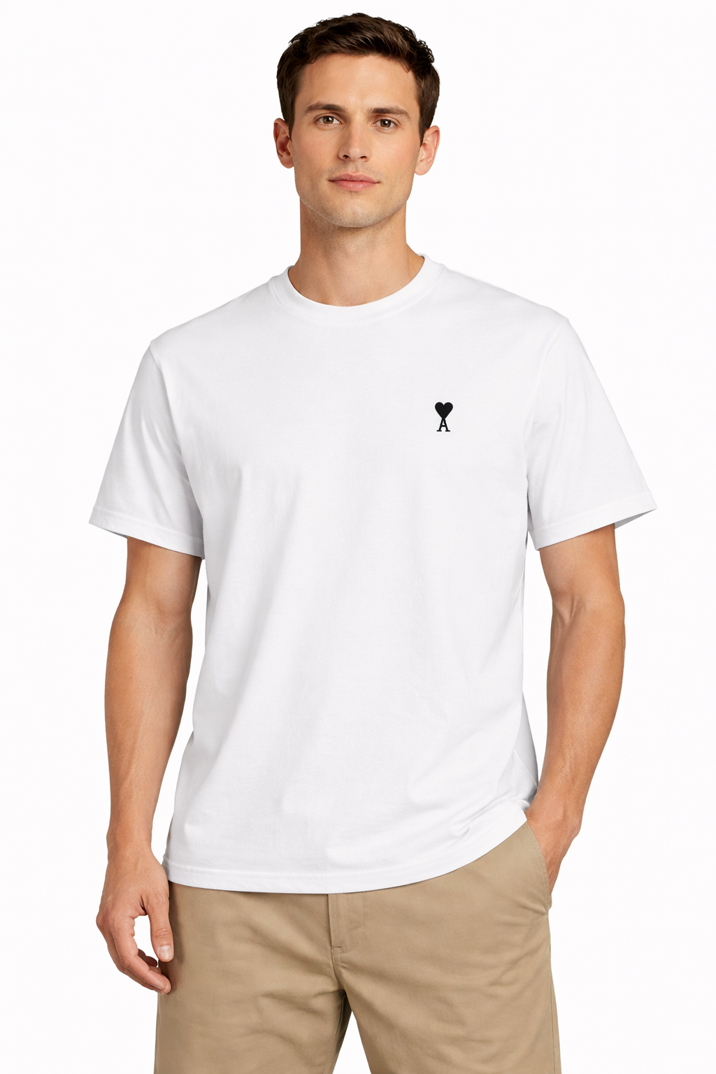 T-Shirt Ami De Cœur Blanc Logo Noir — Ami Paris
