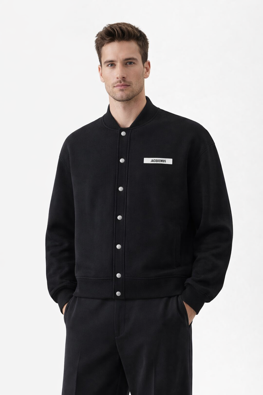 Cardigan Jacquemus Noir Logo Blanc — Jacquemus