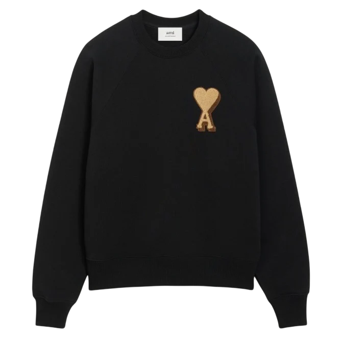 Sweatshirt Noir Ami de Coeur 3D en Coton