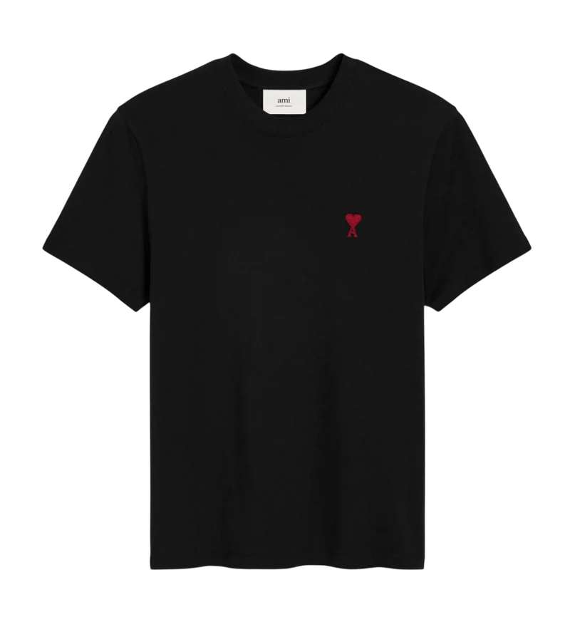 T-Shirt Ami De Cœur Noir Logo Rouge — Ami Paris