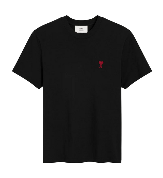 T-Shirt Ami De Cœur Noir Logo Rouge — Ami Paris