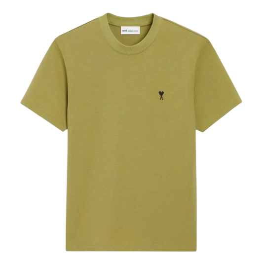 T-Shirt Ami De Cœur Vert Olive Logo Noir — Ami Paris