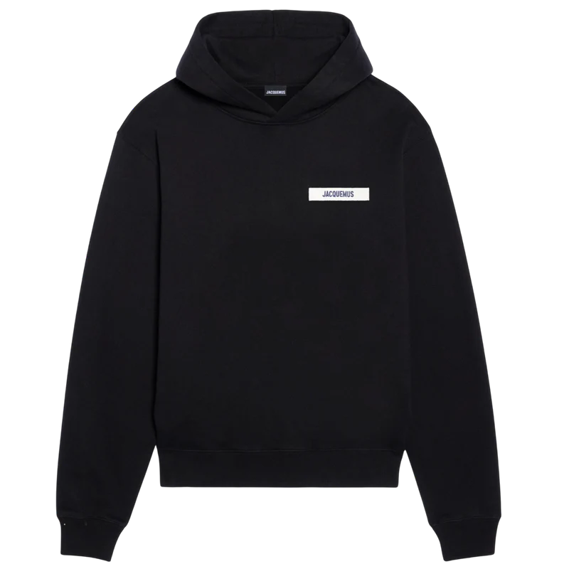 Hoodie Jacquemus Noir Logo Blanc — Jacquemus