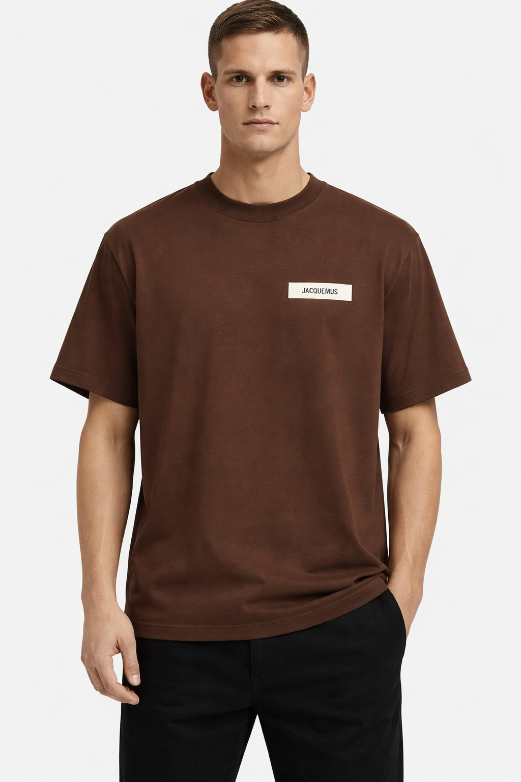 T-Shirt Jacquemus Marron Logo Beige — Jacquemus
