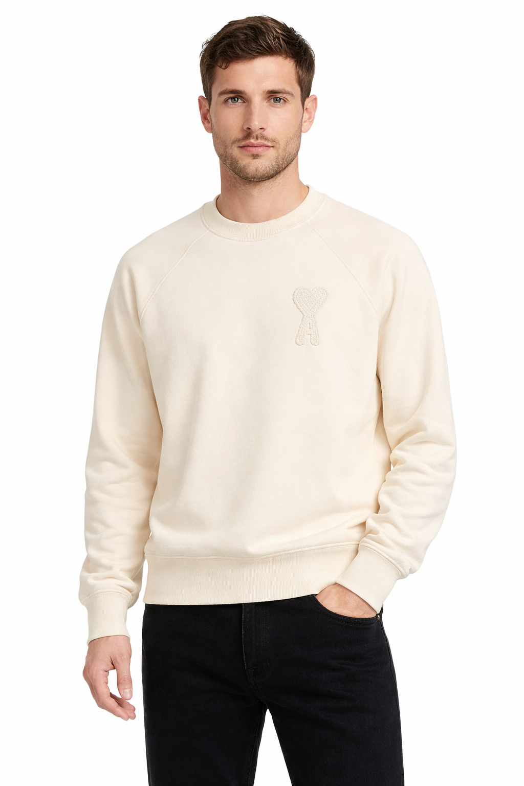 Sweat Ami De Cœur Beige Logo Ton sur Ton — Ami Paris