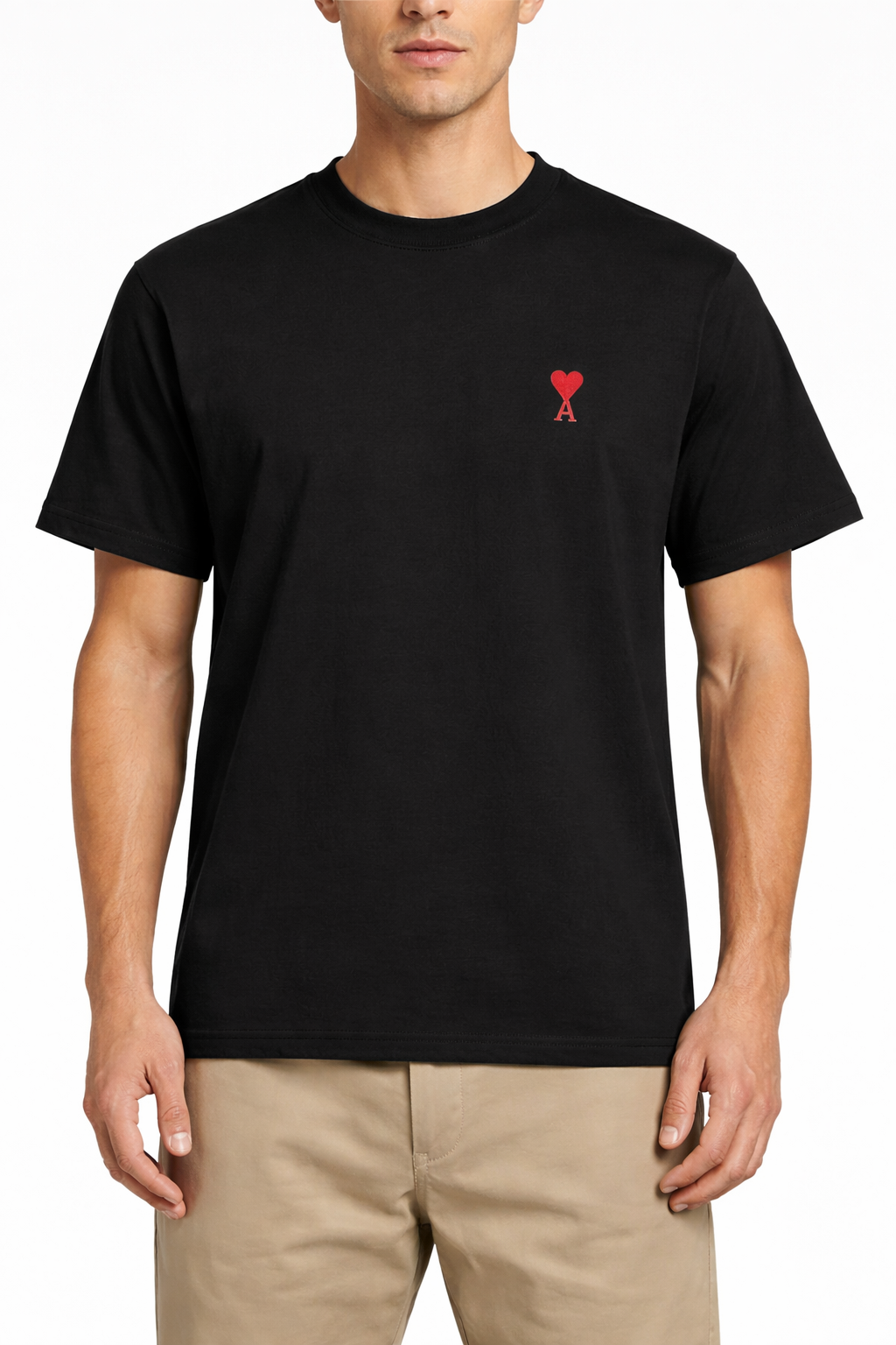 T-Shirt Ami De Cœur Noir Logo Rouge — Ami Paris