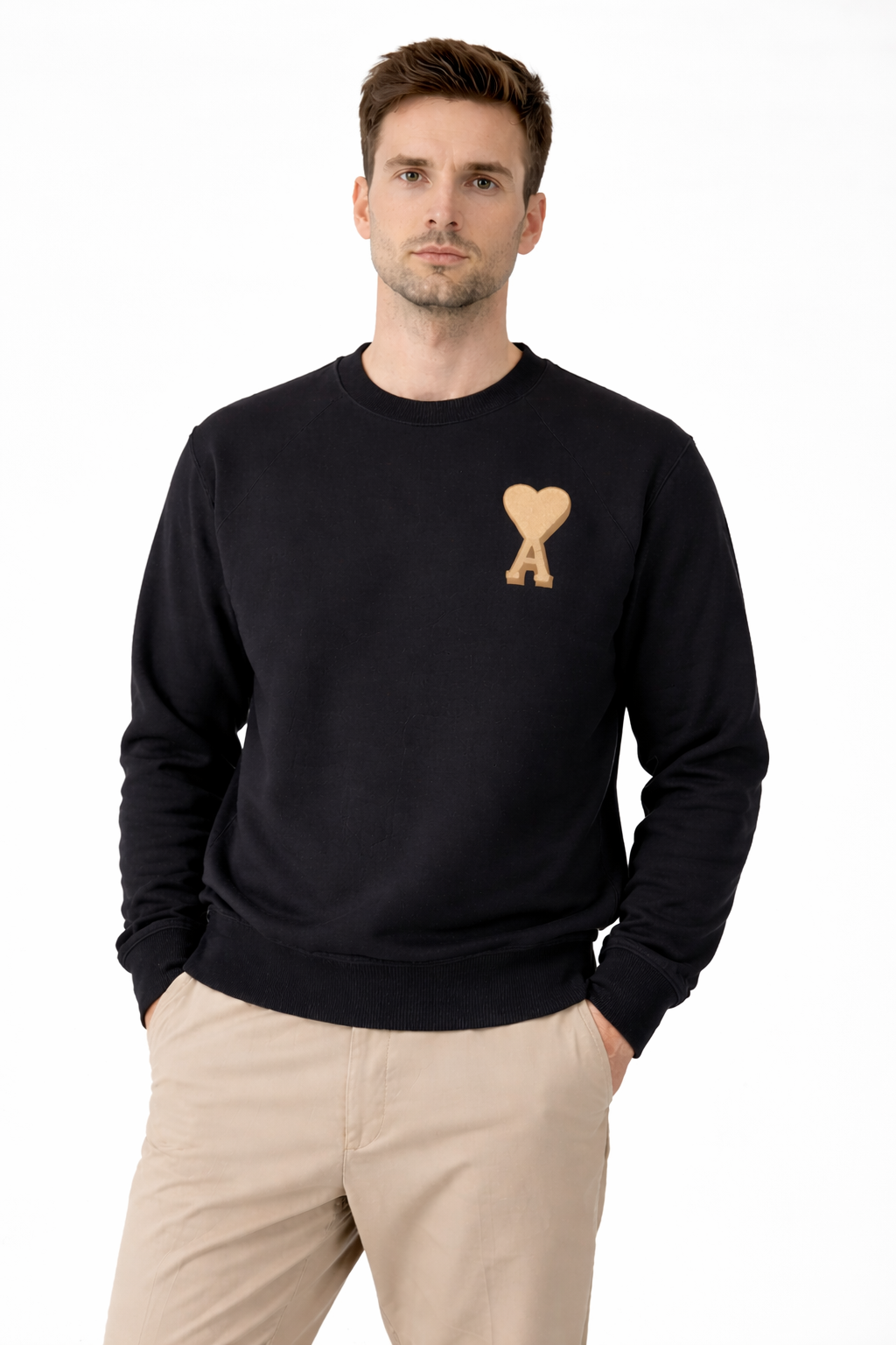 Sweatshirt Noir Ami de Coeur 3D en Coton