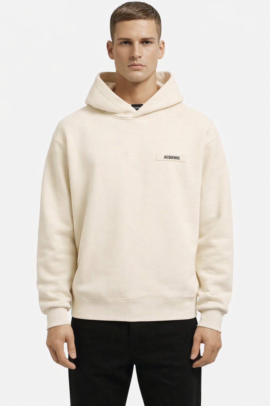 Hoodie Jacquemus Beige Logo Noir — Jacquemus