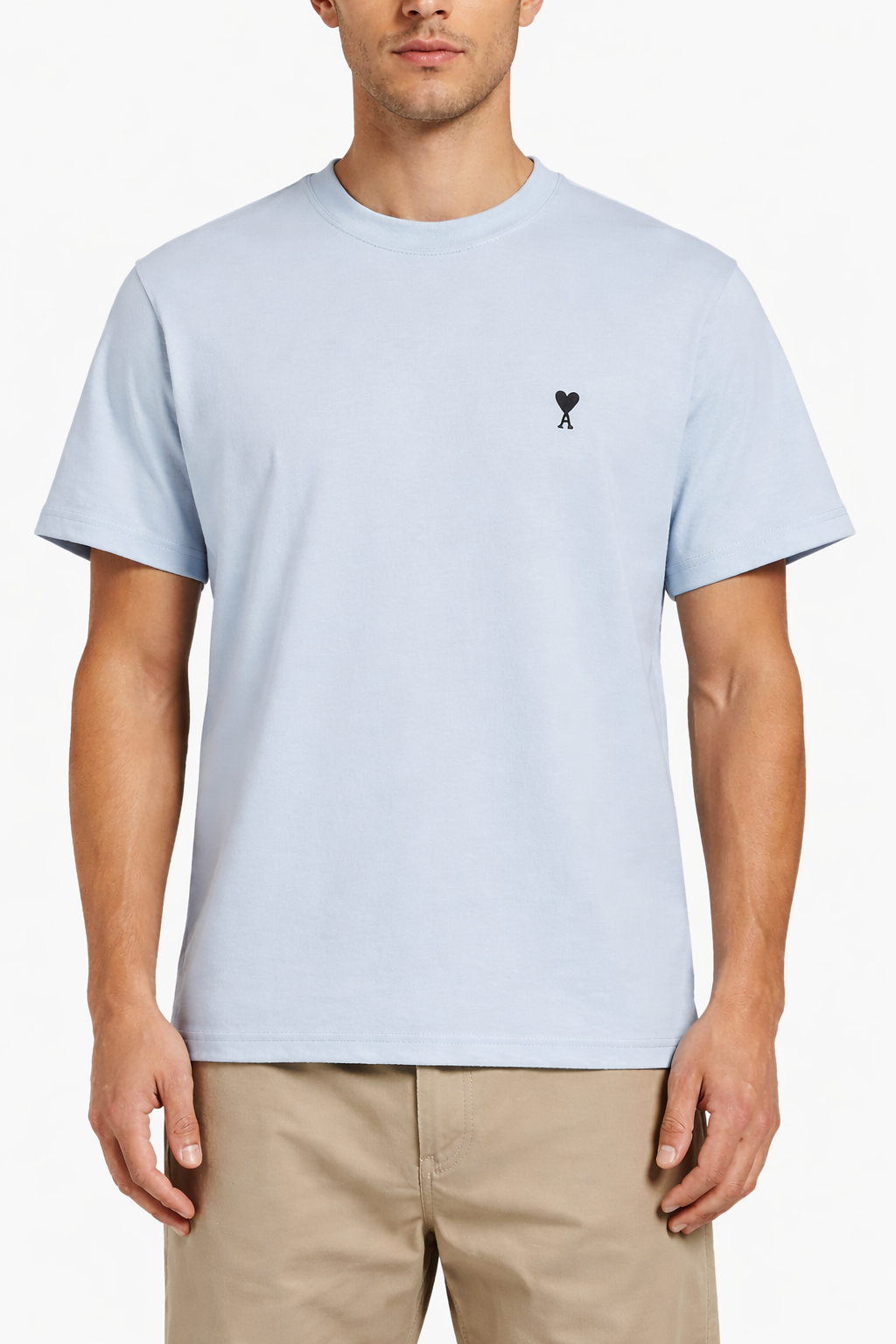 T-Shirt Ami De Cœur Bleu Ciel Logo Noir — Ami Paris