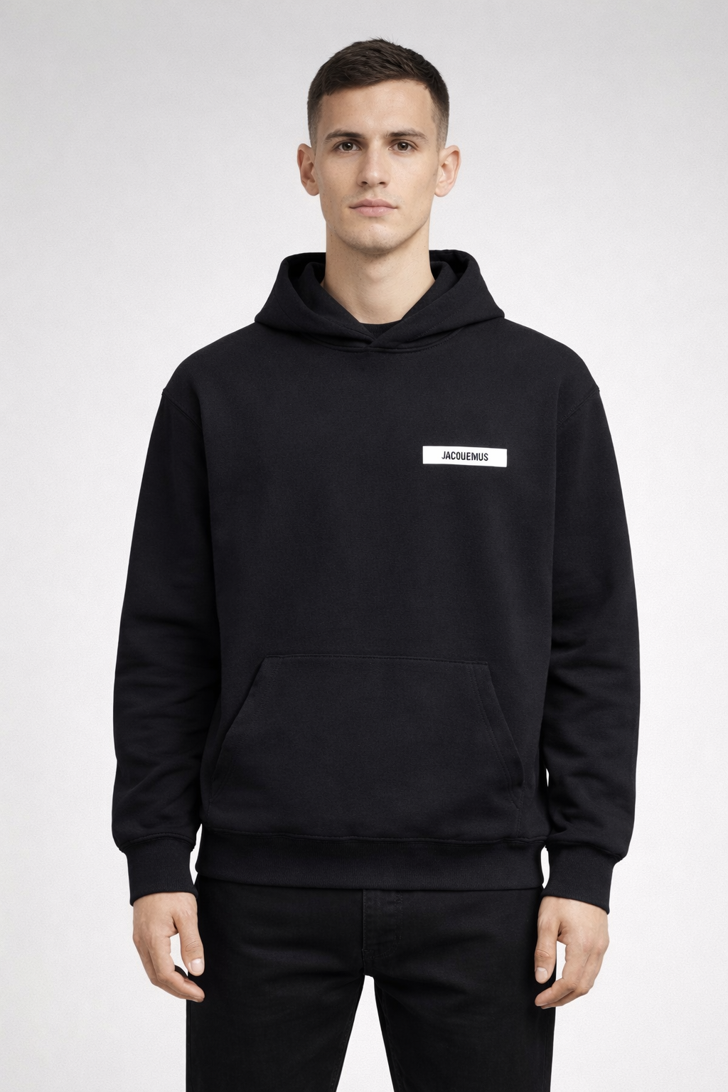 Hoodie Jacquemus Noir Logo Blanc — Jacquemus
